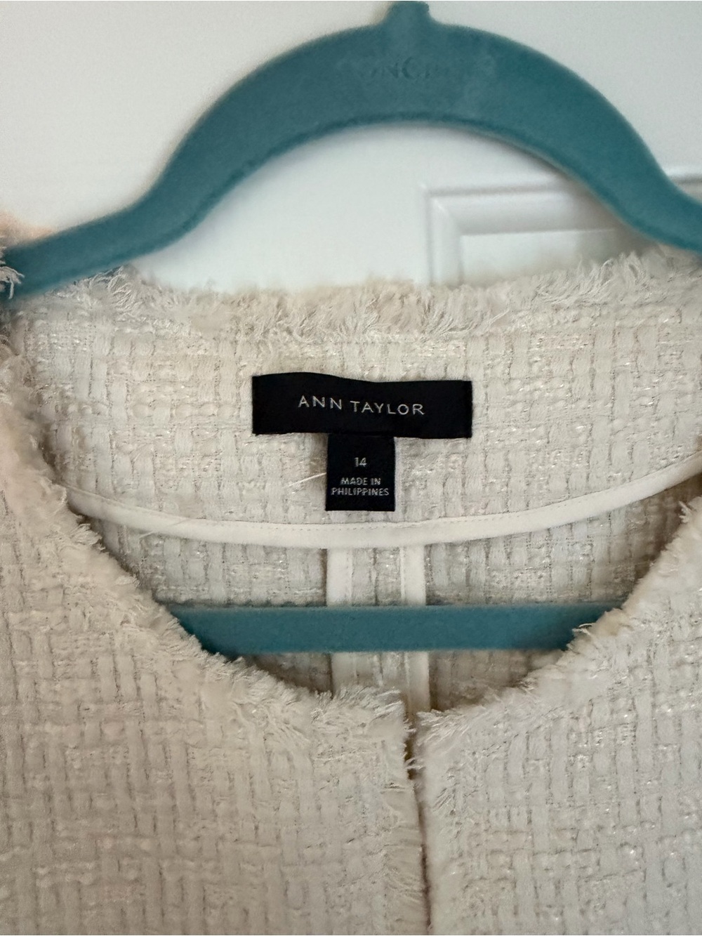 Ann Taylor Cream Textured Ruffle Jacket - Picture 4 of 5